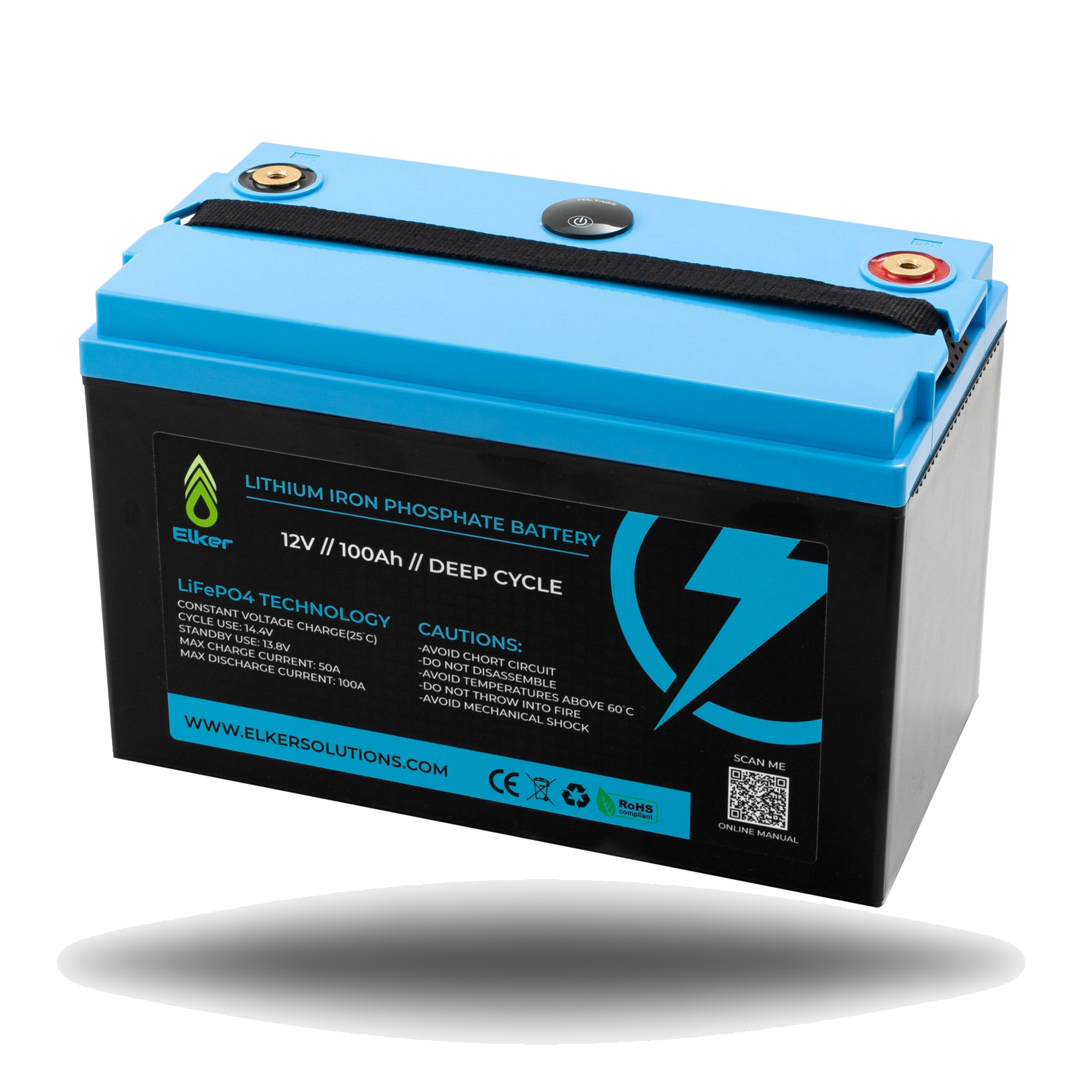 LiFePO4 Lithium Battery 12v 100Ah with BMS and LED indicator