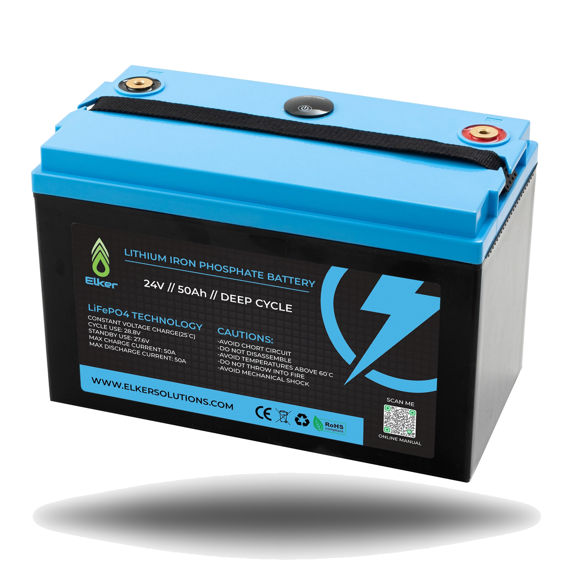 LiFePO4 Lithium Battery 24v 50Ah with BMS and LED indicator